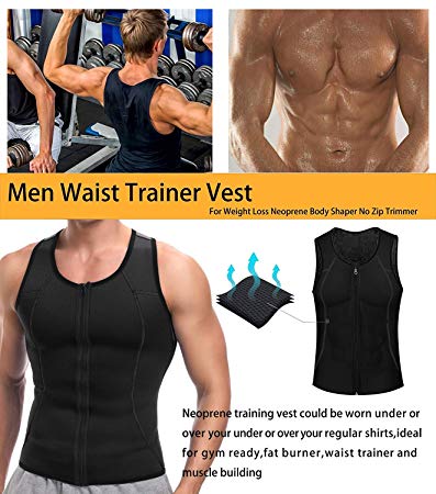 Mens Sweat Body Shaper Stomach Fat Burner, Best Abdominal Trainer for  Weight Loss Zipper Waist Trainer 